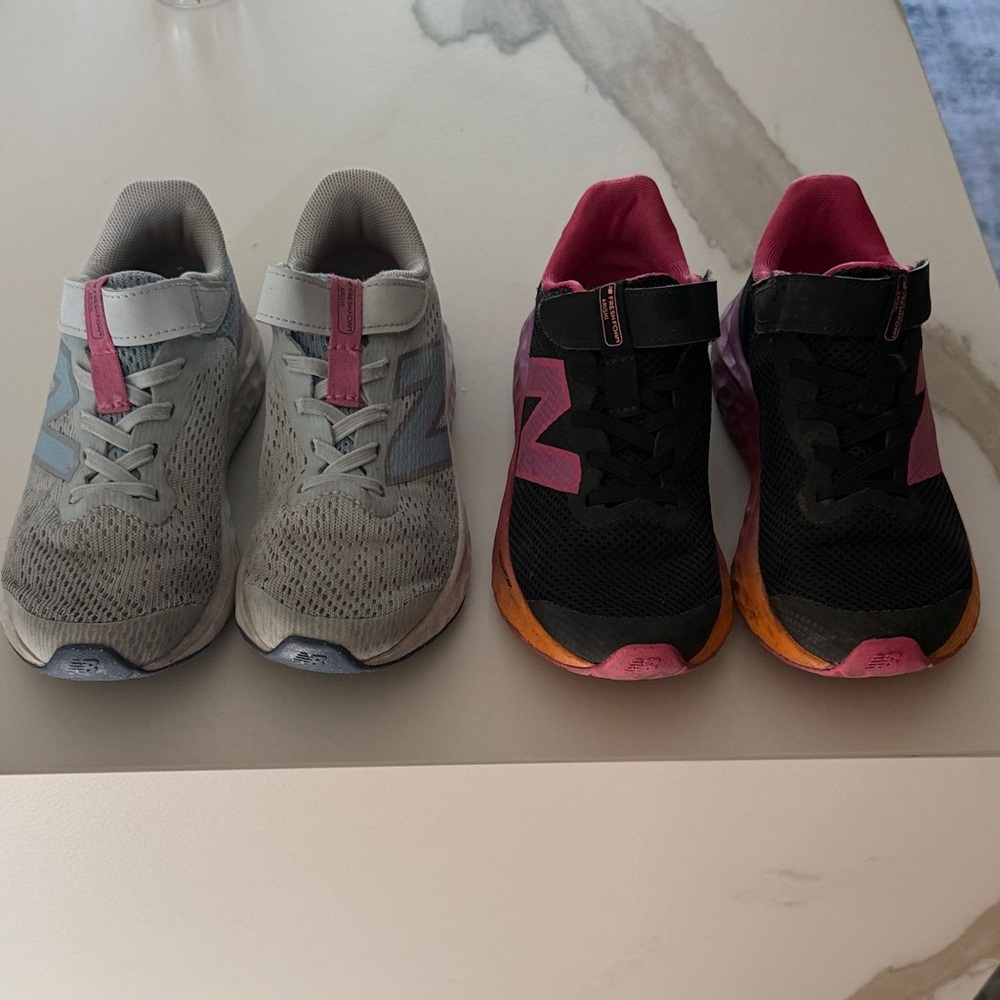 New Balance Kids Sneakers in Gray, Blue, Black & Pink